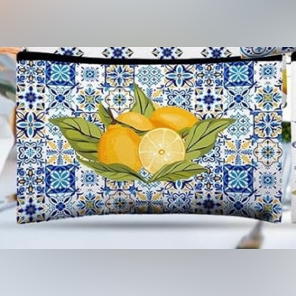 Lemon Print Cosmetic Pouch - Picture 2 of 2